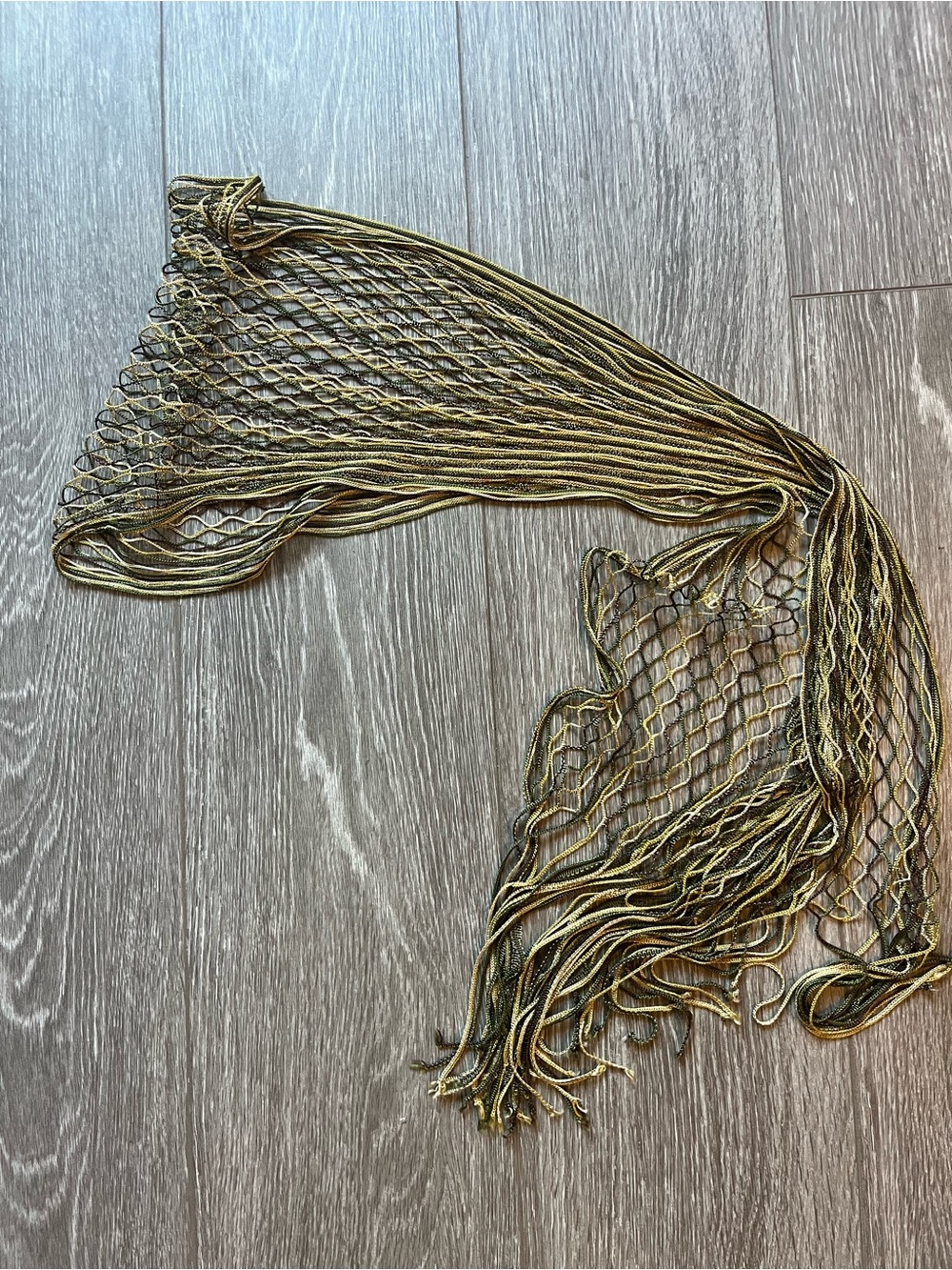 Fringe Net Scarf in Olive Green